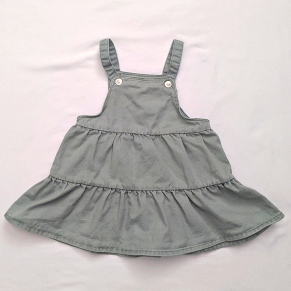 Wonder Nation Green Overalls Dress Summer Spring Ruffles - Picture 1 of 5